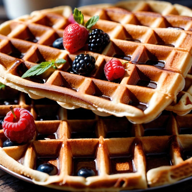 Waffle popular de postre de desayuno pastel de masa dulce libre illustration
