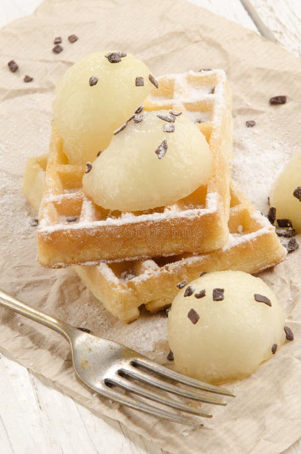 Waffle with Powdered Sugar on a Plate Stock Photo Image of delicious, yummy 39234018