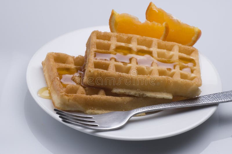 Waffles and honey for breakfast. Crispy diet stock images, royalty-free photos and pictures