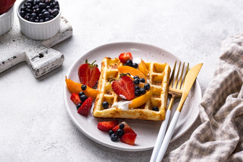 Waffles with Berries and Fruit Stock Image Image of healthy, meal