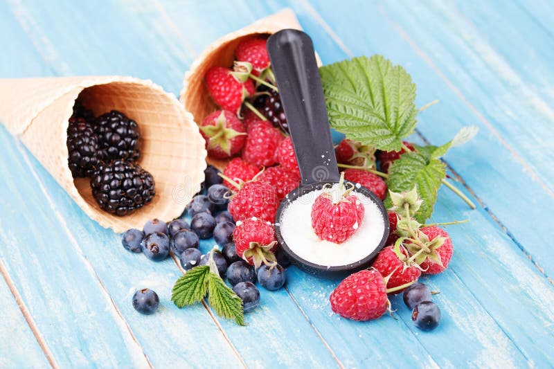Waffles with Fresh Berry Fruit Stock Photo Image of life, green 75783342