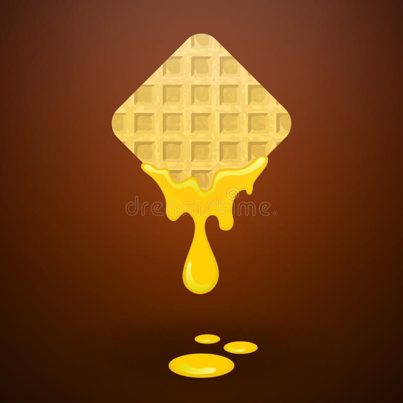 Waffles with honey, vector illustration