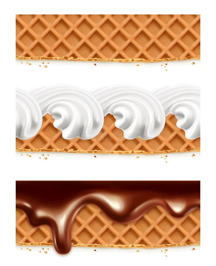 Waffles la panna montata cioccolato illustrazione vettoriale
