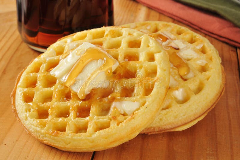 Waffles with Maple Syrup and Butter Stock Photo Image of waffles