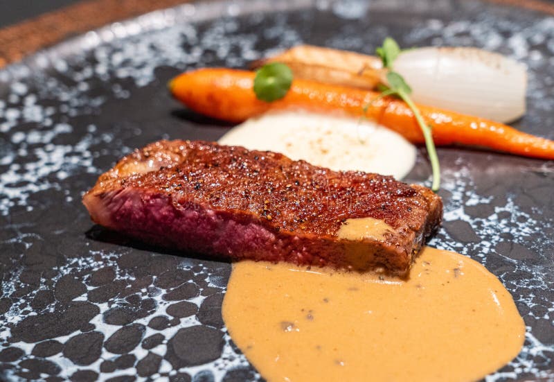 Wagyu Ribeye Steak with Grilled Vegetable Stock Image Image of australian, dinner 268055983