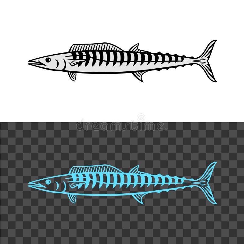 Wahoo fish illustration. King mackerel black sign. stock illustration Wahoo fish illustration. King mackerel black sign. stock illustration