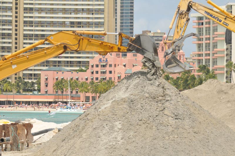 Waikiki Beach Maintenance Project Heavy Equipment Editorial Stock Photo