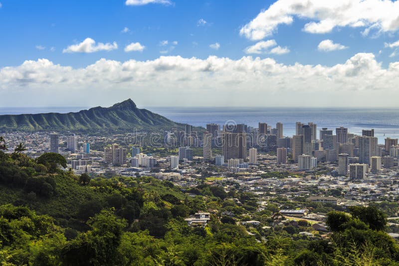 Waikiki e Diamond Head foto de stock royalty free Waikiki e Diamond Head foto de stock royalty free