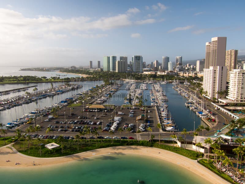 Honolulu Harbor Skyline stock image. Image of colorful - 77703157