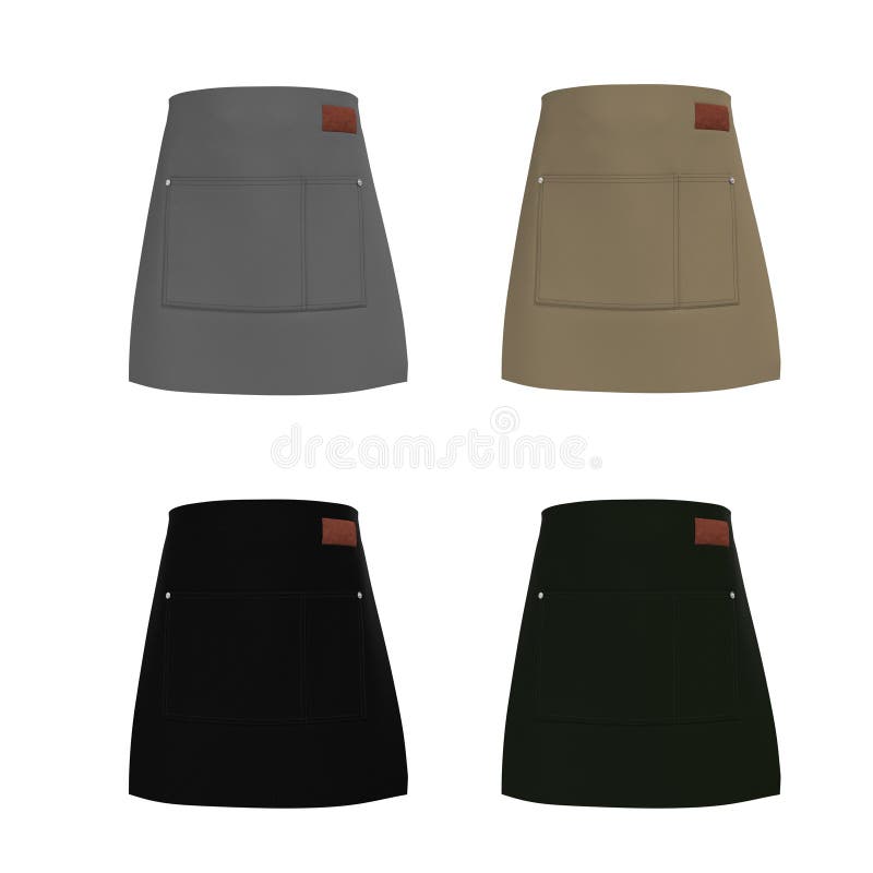 Grey Aprons Mockup in Front and Side Views Stock Illustration