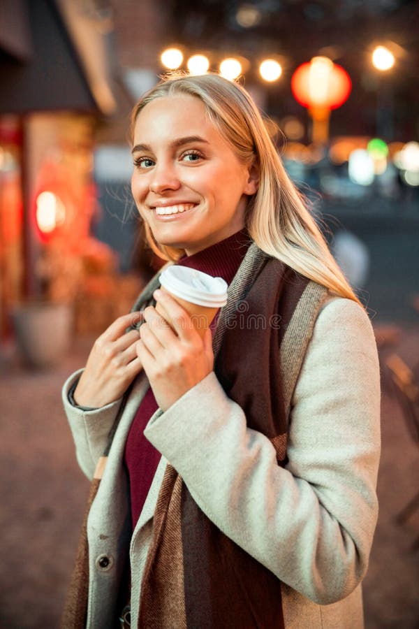 Smiling Young Lady Looking at Camera in the City Stock Image - Image of ...