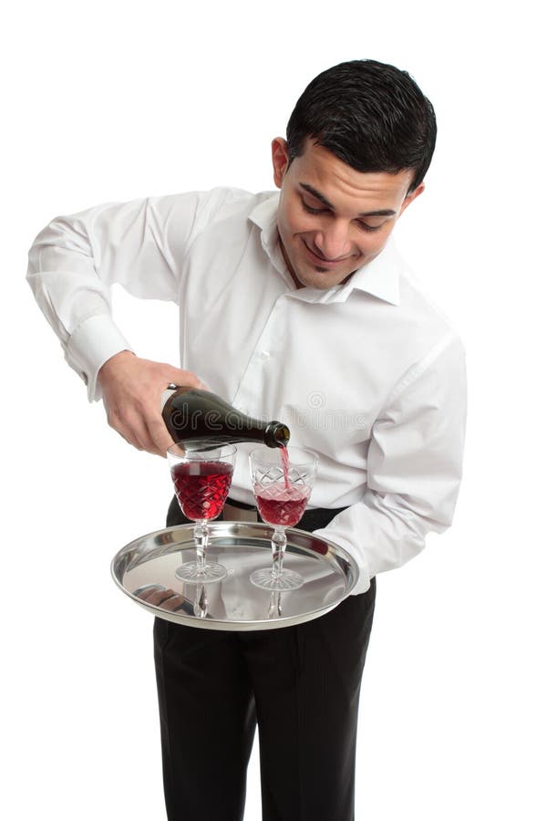 Waiter or Servant Pouring Wine Stock Image Image of butler, ethnic