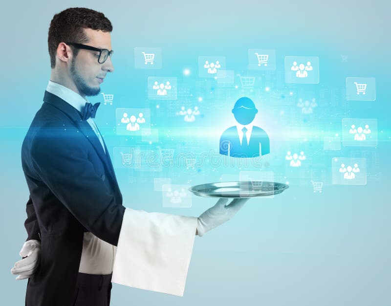 Concepția privind servirea de către ospătar a unei idei de afaceri royalty free stock photo