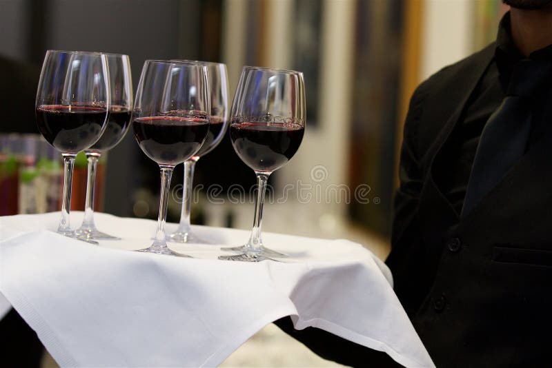 110 Waiter Carrying Wine Glasses Tray Stock Photos Free & Royalty