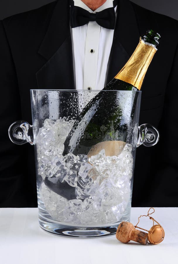 Waiter Standing Behind a Champagne Bucket