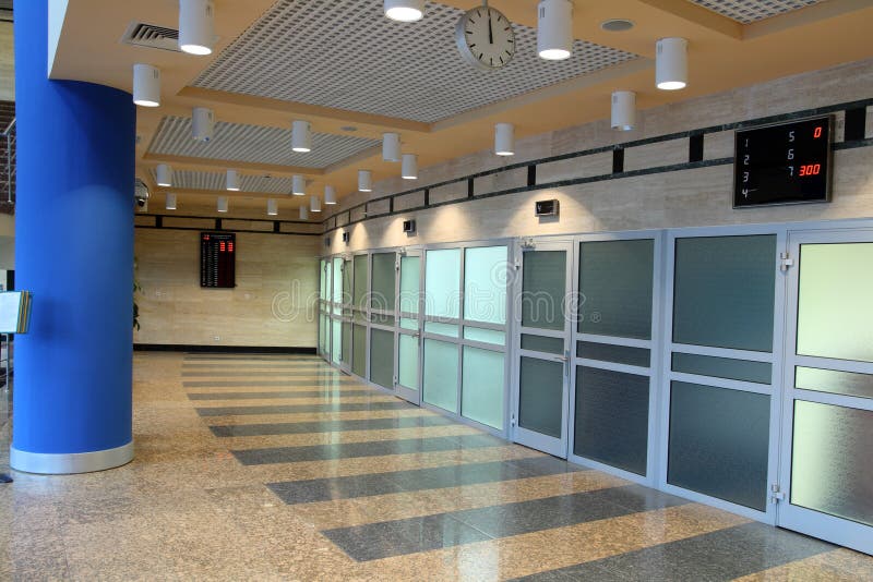 Waiting hall with doors in offices