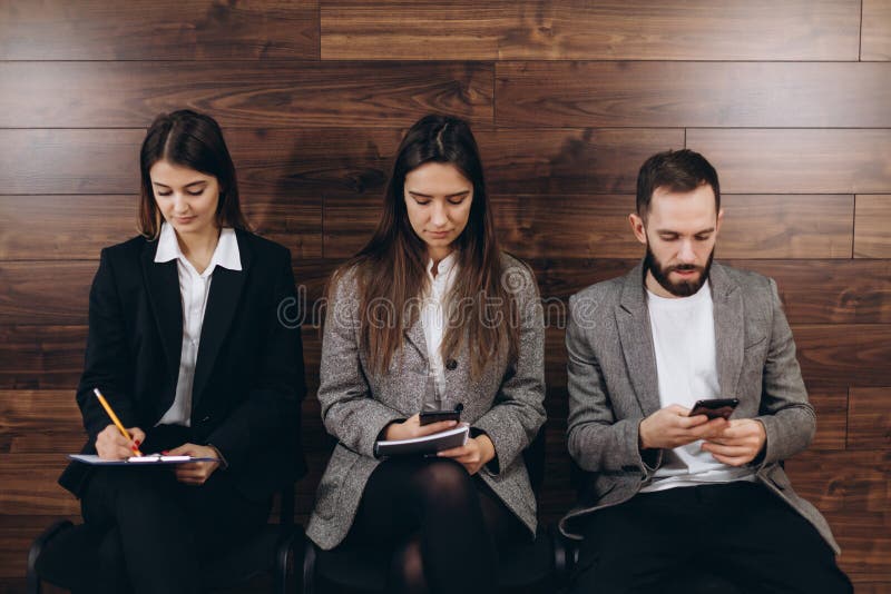 Waiting in the queue for job interview royalty free stock images Waiting in the queue for job interview royalty free stock images