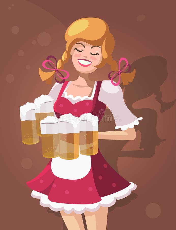 Waitress with beer stock illustration