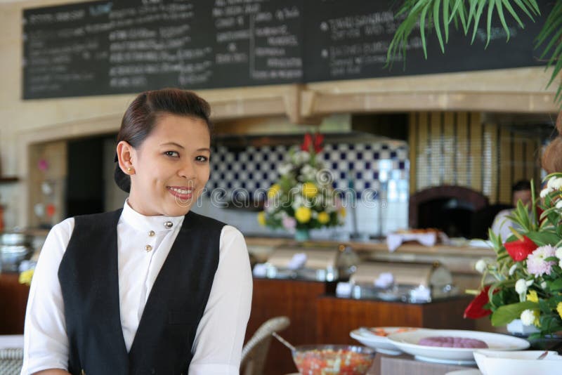 Waitress pose at restaurant