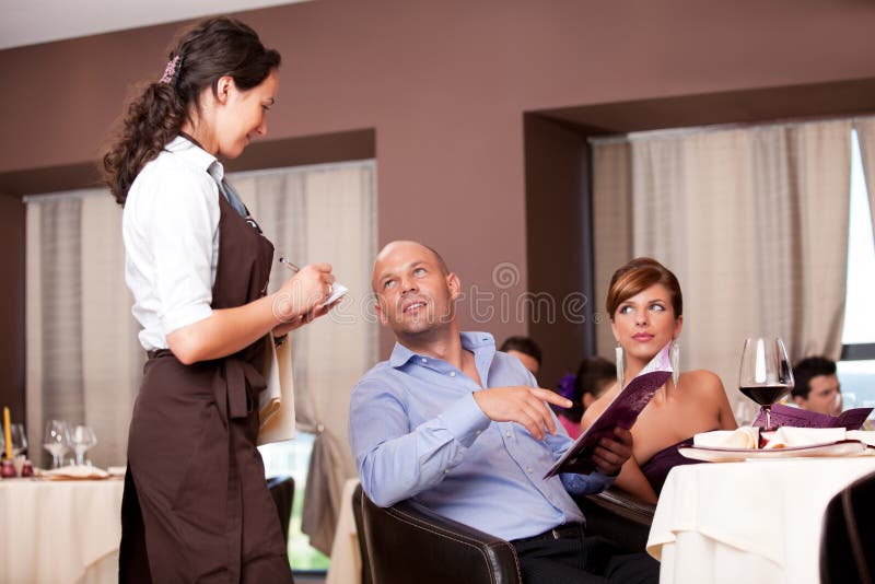 Waitress Taking The Order From Restaurant Table Stock Photo Image
