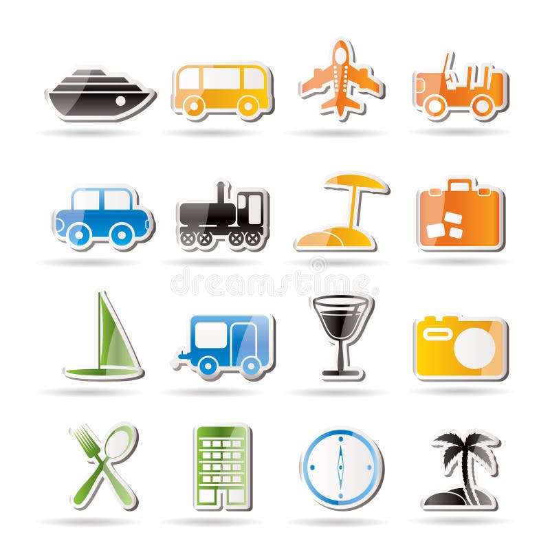 wakacyjna ikon turystyki transportu podróż ilustracji wakacyjna ikon turystyki transportu podróż ilustracji
