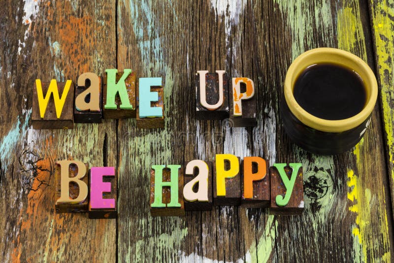 Wake up glücklich guten Morgenkaffee lieben