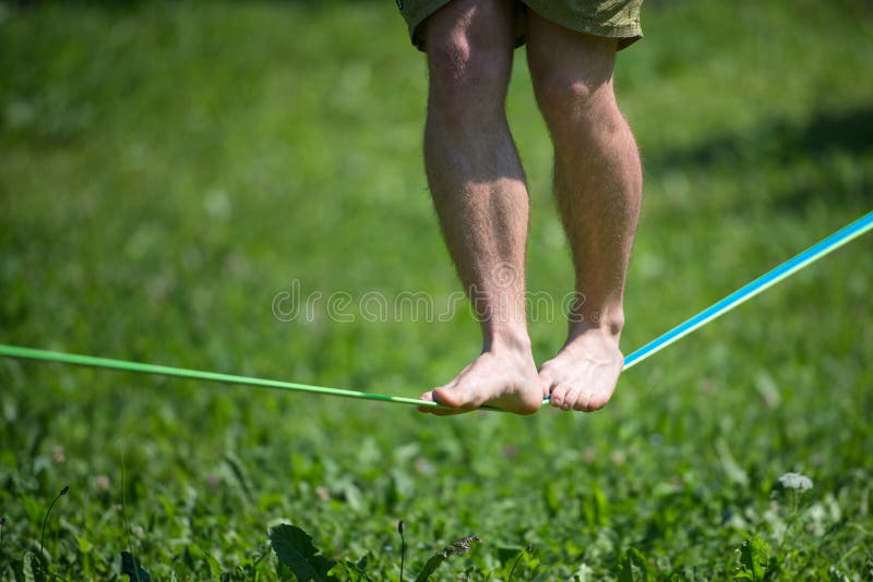 Balance on rope stock image. Image of rope, climb, outdoors 76279867