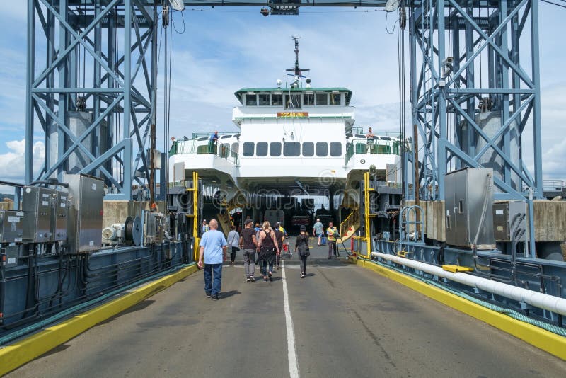 Walk-on passengers boarding ferry