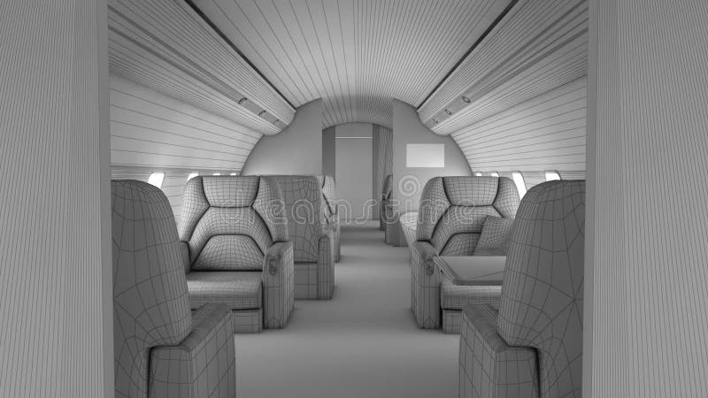 Walk through private plane interior