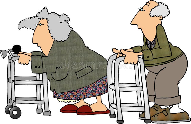 Walker Races. This illustration that I created depicts an old man & woman having a race with their aluminum walkers royalty free illustration Walker Races. This illustration that I created depicts an old man & woman having a race with their aluminum walkers royalty free illustration