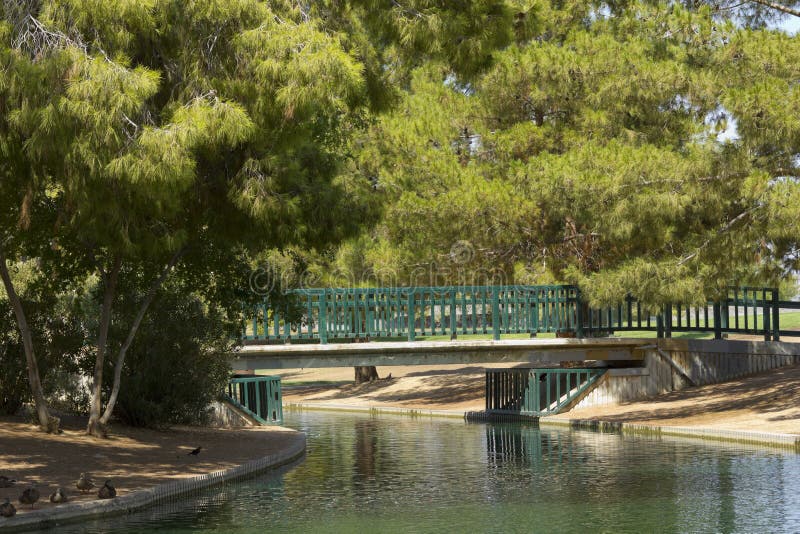 Walking Bridge at Cortez Lake, Phoenix, AZ royalty free stock images Walking Bridge at Cortez Lake, Phoenix, AZ royalty free stock images