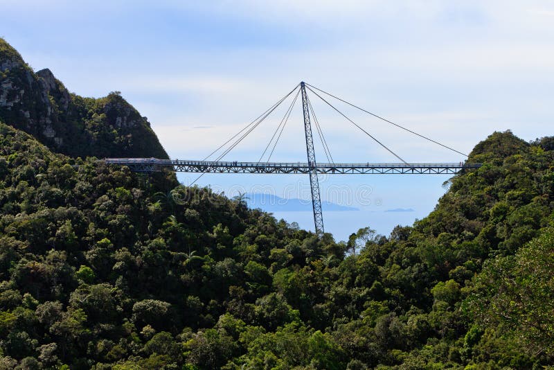 Walking bridge in the mountains on Lankawi island