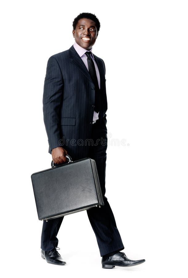 Walking briefcase man