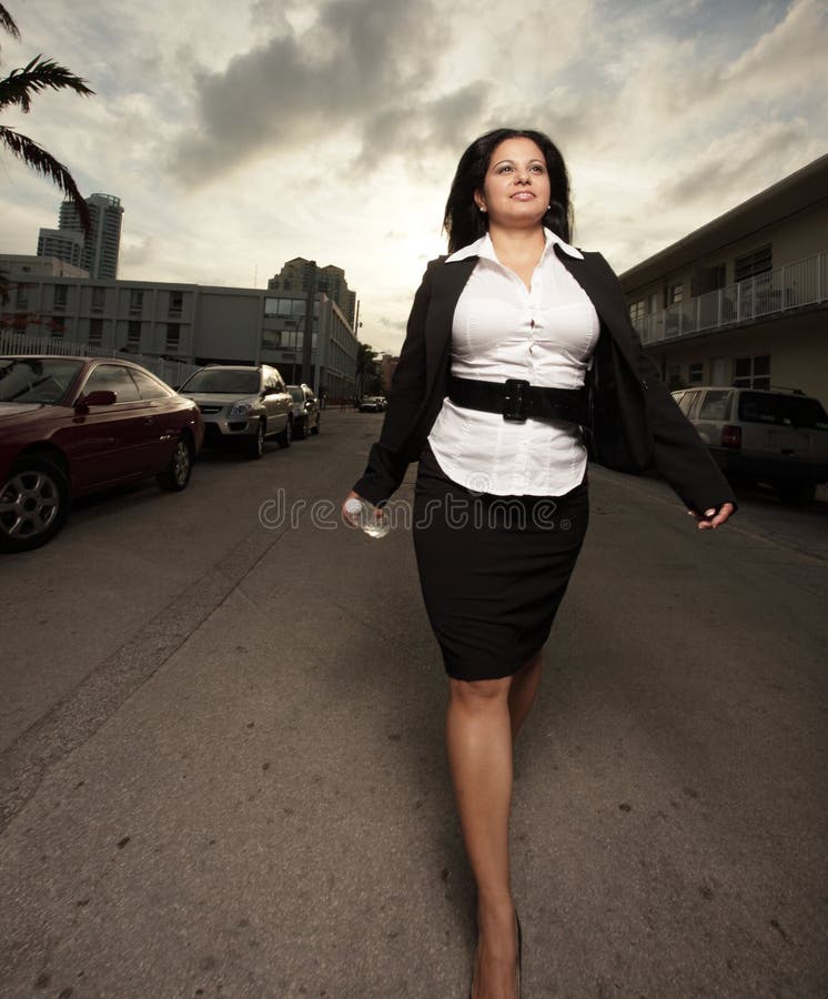 Walking businesswoman