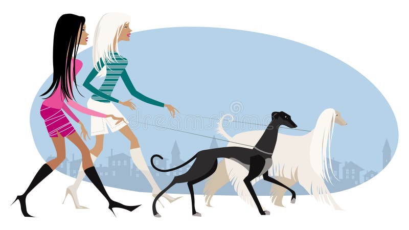 Walking dogs royalty free illustration Walking dogs royalty free illustration