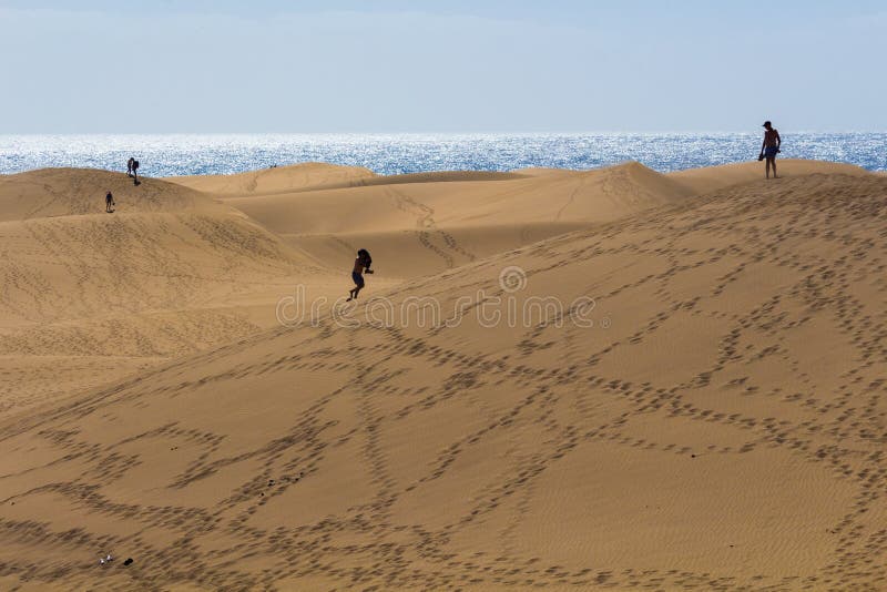 Maspalomas Dunes Beach People Walk On The Beach, Gran