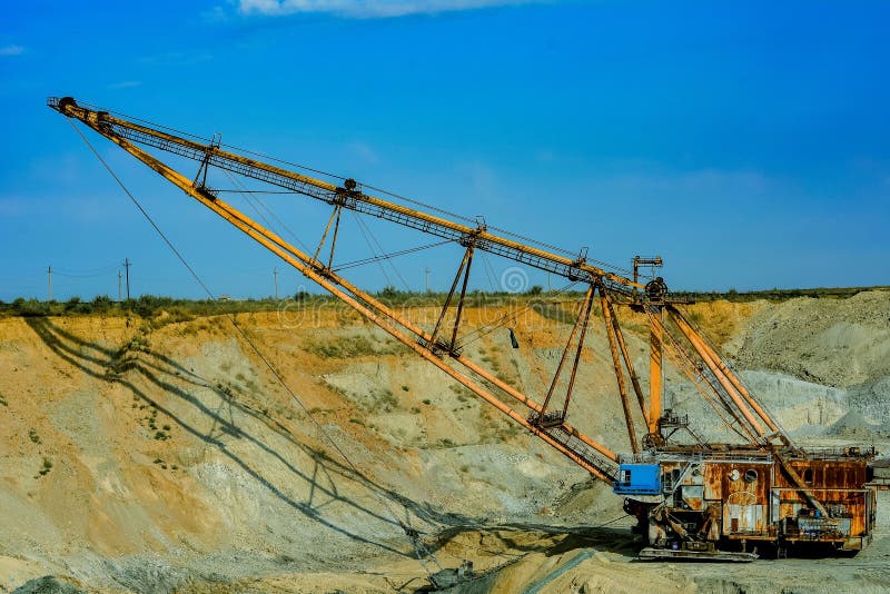 Walking excavator stock image