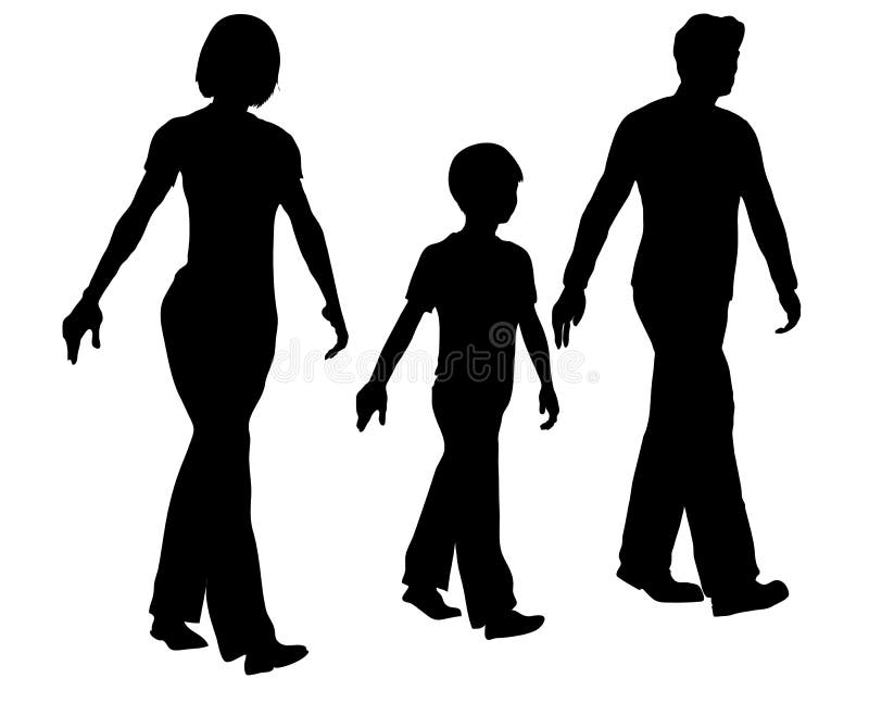 Walking family silhouette stock illustration