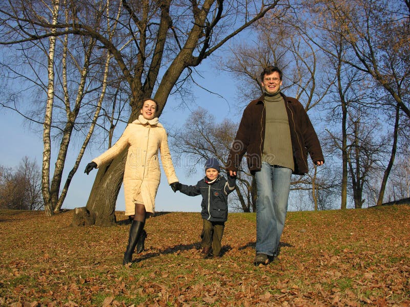 Walking family. wood.