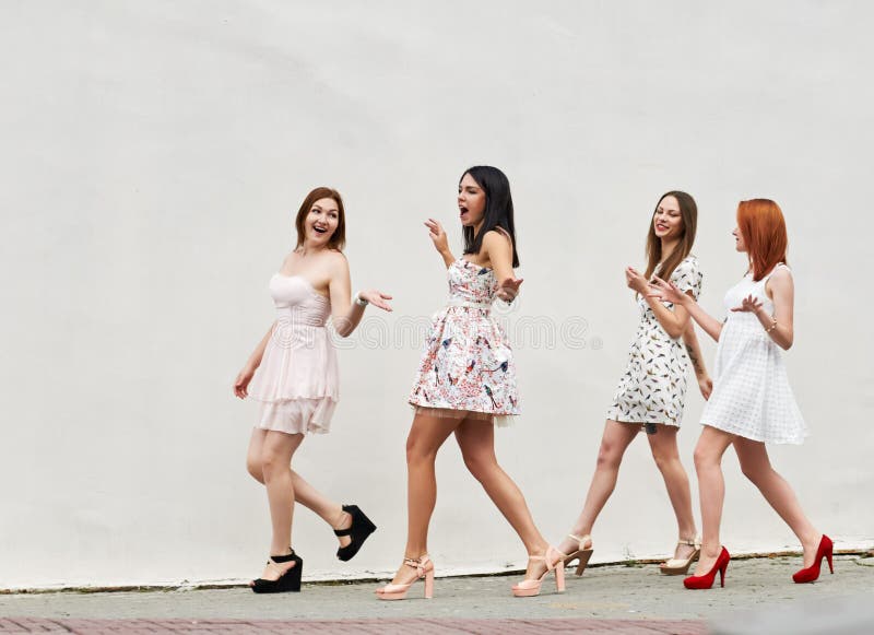 Walking four young women
