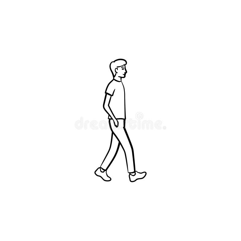 Walking Person Hand Drawn Outline Doodle Icon. Stock Vector