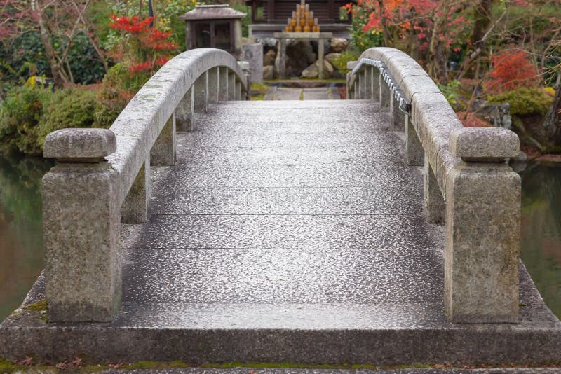 Walking small stone bridge in park, Japan