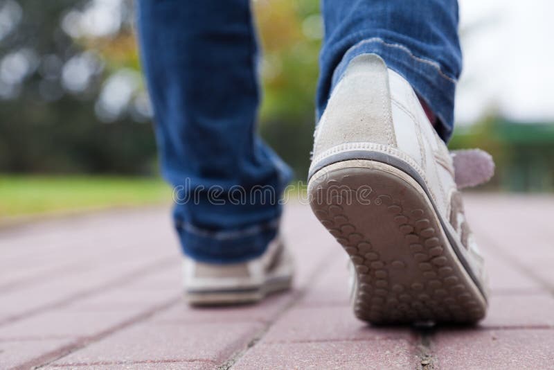 Walking in Sport Shoes on Pavement Stock Photo Image of shoes, sport