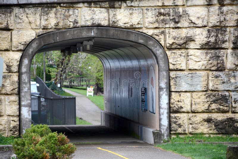 Walking tunnel stock photo. Image of wall, trail, fence 53197756