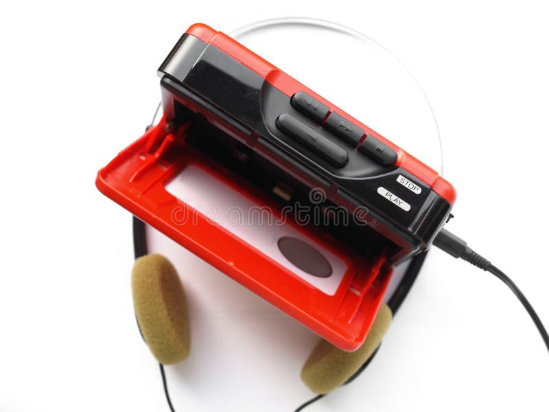 Vintage Sony Walkman audio cassette player.A cassette player with Sony  speakers on a wooden table. Use only under the Editorial license. Stock  Photo