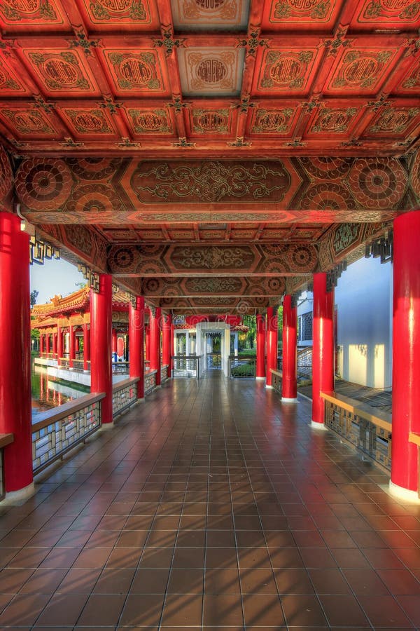 Walkway Architectural Detail in Chinese Garden royalty free stock photography