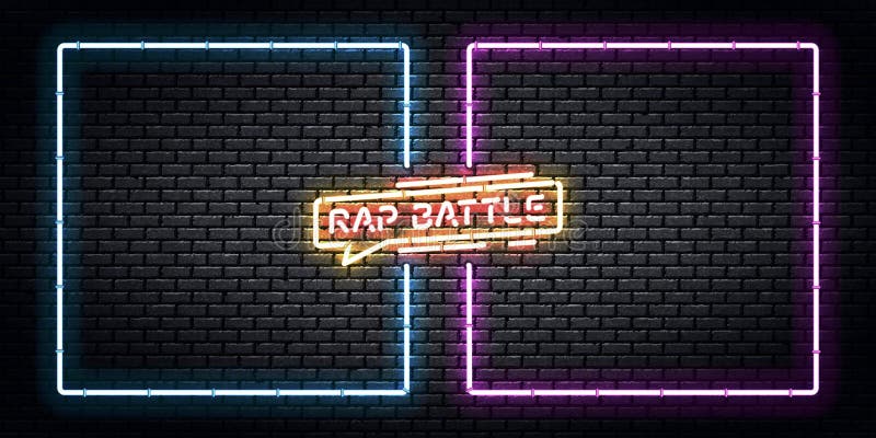 Vector realistic isolated neon sign of Rap Battle frames logo for template decoration and covering.