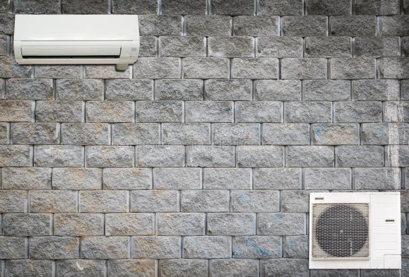 Wall Air Conditioning and Compressor. Stock Image Image of hang