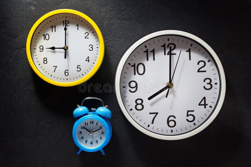 Wall and Alarm Clock at Black Background Stock Photo Image of eight
