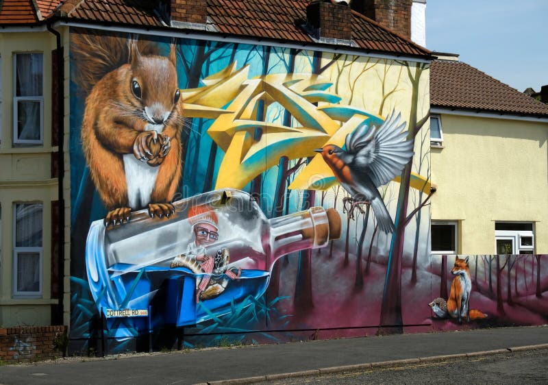 Wall Art, Cottrell Road Bristol Editorial Stock Photo Image of giant